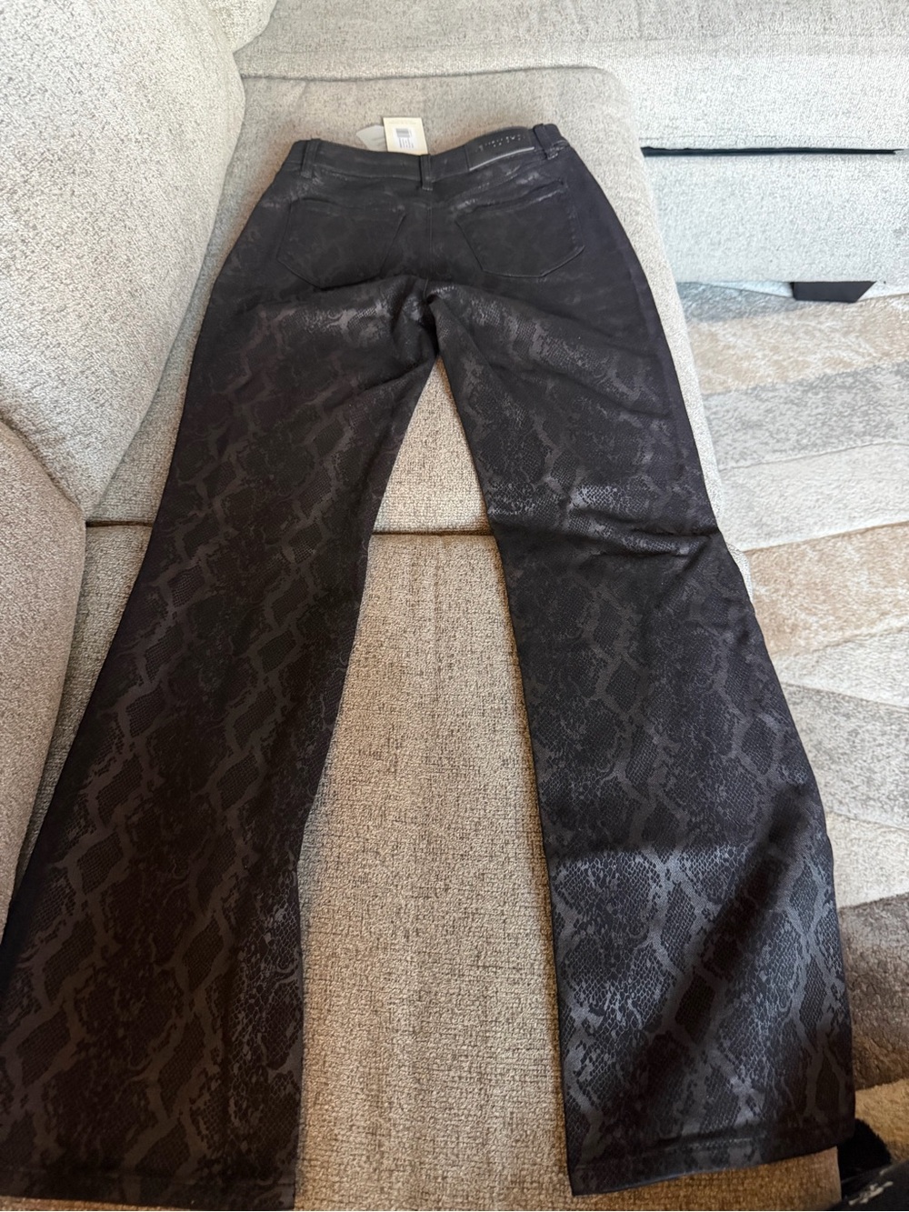 Noli Black Snakeskin-Print Bootcut Jeans